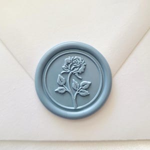 Autocollants de cachet de cire de rose, cachet d'enveloppe auto-adhésif, cachet de cire floral, fleur de tige de rose, cachets de cire préfabriqués, faire-part de mariage, fait main