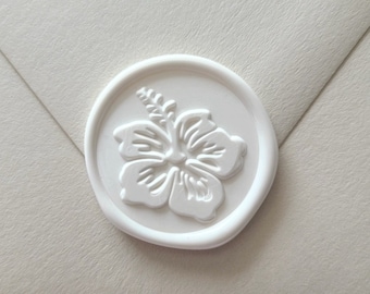 Hibiscus Flower Wax Seal sticker, Premade Self Adhesive Envelope Seal, Wedding invitations, Hawaiian Wax seal, Tropical Flower, Floral