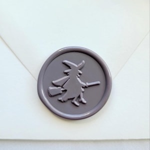 Witch wax Seal Stickers, Witch on broomstick wax seal, Halloween Envelope seal, Party Invitation seal, Witch wax seal