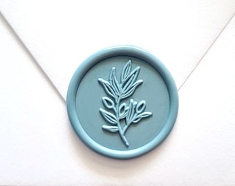 Olive Leaf Adhesive Wax Seal Stickers, Olive Branch wax seal, Botanical Premade Envelope seals for wedding Invitations, Handmade, Olives