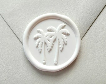Palm Trees Wax Seal stickers, Tropical Self Adhesive Premade Envelope seals, wedding Invitations, Destination Wedding, Hawaiian Island seal