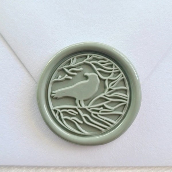 Bird and tree branches Wax Seal Sticker, Crow wax seal, Self Adhesive Premade Envelope seals, wedding invitations, Raven, nature, Handmade