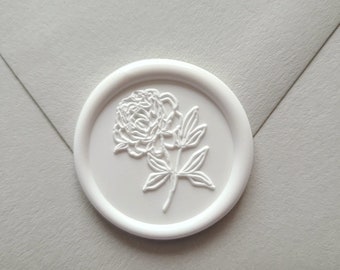 Peony Flower Wax Seal Sticker, Premade Envelope Seal, Self Adhesive, wedding invitations, Floral Wax seal stamp, Peonies bloom, Handmade