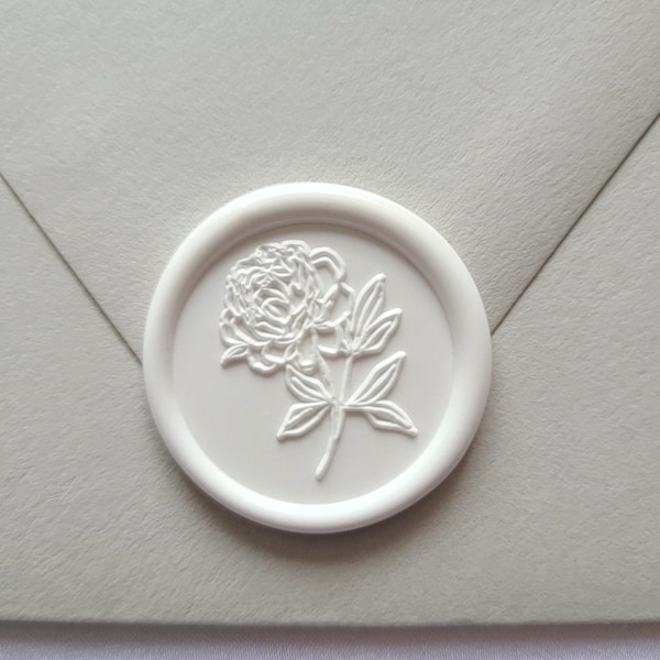 Peony Flower Wax Seal Sticker, Premade Envelope Seal, Self Adhesive, wedding invitations, Floral Wax seal stamp, Peonies bloom, Handmade