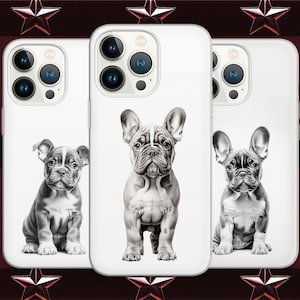 French bully cute puppy dog pets cool phone case for iPhone 16 14 13 Pro Max 12 11 X XS 8, Samsung S20 FE, S21 Ultra, A12, Huawei P30 Pro