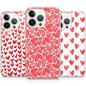 Valentines Day Love Heart Pattern art phone case for iPhone 14 13 Pro Max 12 11 X XS 8, fits Samsung S20 FE, S21 Ultra, A12, Huawei P30 Pro