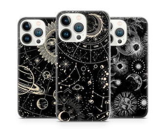 Custodia per telefono Celestial Constellations Art Astrology per iPhone 15 14 13 Pro Max 12 11 X XS 8, compatibile con Samsung S24 FE, S21 Ultra, A12, Pixel 8 Pro