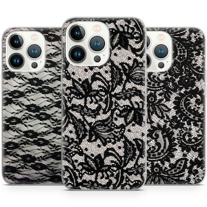 Custodia per telefono con motivo a calze da sposa in pizzo nero per iPhone 16, 15, 14, 13 Pro Max 12, 11 X XS 8, Samsung S24 FE, S21 Ultra, A12, Pixel 9 Pro XL