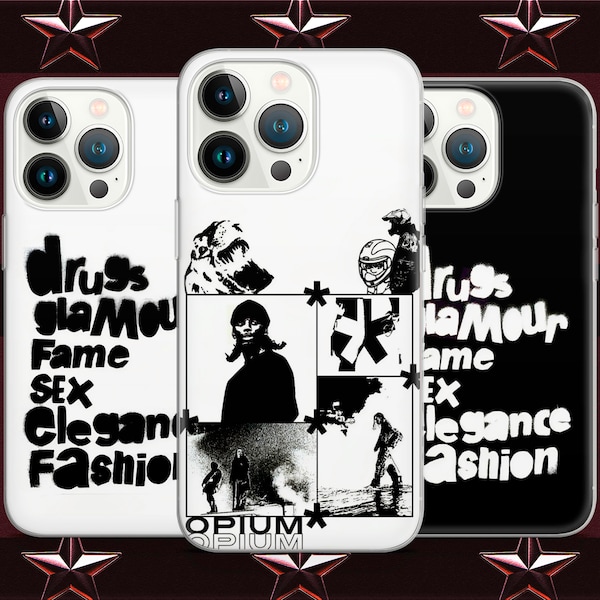 Opium Carti Monochrome Fashion Banksy phone case for iPhone 15 14 13 Pro Max 12 11 X XS 8, fits Samsung S24 FE, S21 Ultra, A12, Pixel 8 Pro