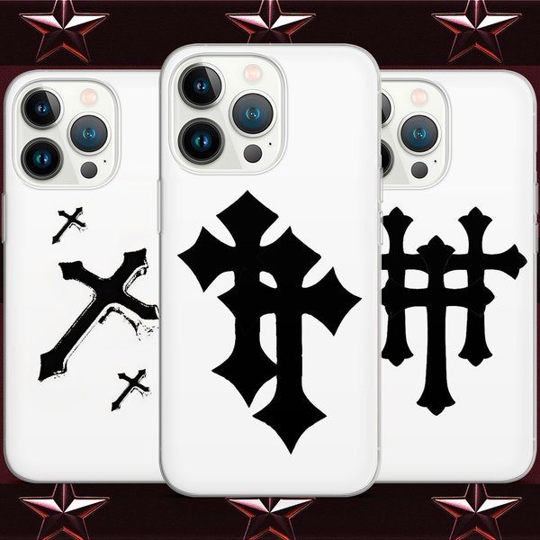 Chrome Heart Cross cool Logo Goth Girl phone case for iPhone 14 13 Pro Max 12 11 X XS 8, fits Samsung S20 FE, S21 Ultra, A12, Huawei P30 Pro