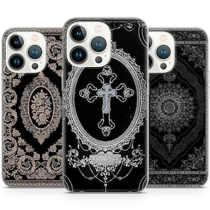 Goth Abstract Print Dark Aesthetics phone case for iPhone 15 14 13 Pro Max 12 11 X XS 8, fits Samsung S24 FE, S21 Ultra, A12, Pixel 8 Pro