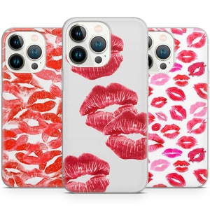 Valentines Day Kiss Lipstick Lip Marks phone case for iPhone 16 15 14 13 Pro Max 12 11 X XS 8,Samsung S20 FE, S21 Ultra, A12, Huawei P30 Pro