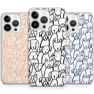 Dog Pet Puppy Cute Animal Pattern phone case for iPhone 16 15 14 13 Pro Max 12 11 X XS 8, Samsung S24 FE, S21 Ultra, A12, A16, Pixel 8 9 Pro