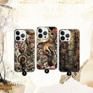 Steampunk Phone Case Fantasy Cover Mechanism for iPhone 16 Pro, 15, 14, 13, 12, 11, Google Pixel 9 Pro, 8, 7A, Samsung S24 fe, A16, A55