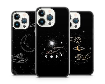Custodia per telefono Crescent Moon Phase Stars Astrology per iPhone 15 14 13 Pro Max 12 11 X XS 8, compatibile con Samsung S24 FE, S21 Ultra, A12, Pixel 8 Pro