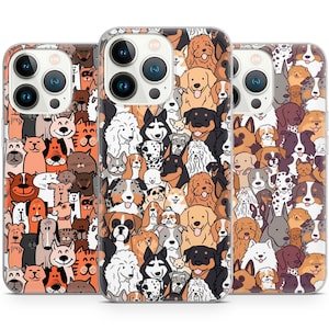 Dogs Breed Dog Cute Pets Pattern cover phone case for iPhone 16 15 14 13 Pro Max 12 11 X XS 8, Samsung S24 FE, S21 Ultra, A12, Pixel 8 Pro