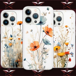 Wildflowers Cool Aesthetic Flowers phone case for iPhone 15 14 13 Pro Max 12 11 X XS 8, fits Samsung S20 FE, S21 Ultra, A12, Huawei P30 Pro