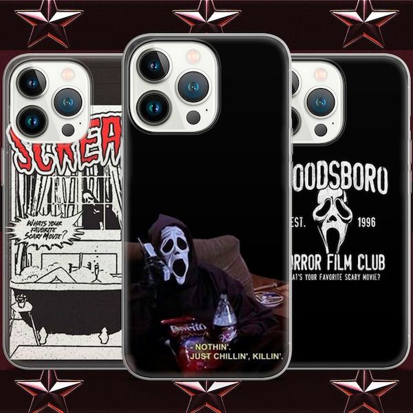 Sidney Stab scary movie horror art phone case for iPhone 15 14 13 Pro Max 12 11 X XS 8, fits Samsung S20 S24 FE, S21 Ultra, A12, Pixel 8 Pro