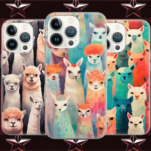 Alpaca Lama abstract animal pattern phone case for iPhone 15 14 13 Pro Max 12 11 X XS 8, fits Samsung S20 FE, S21 Ultra, A12, Huawei P30 Pro