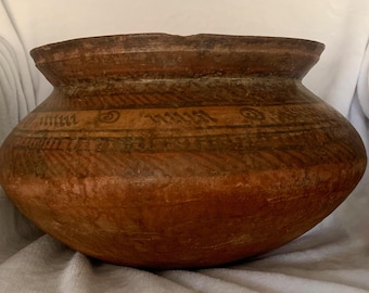 彩色陶器　テラコッタ 二口水差し　アンティーク 8インチ 古代インダス文明の粘土テラコッタ偶像陶器容器水差し