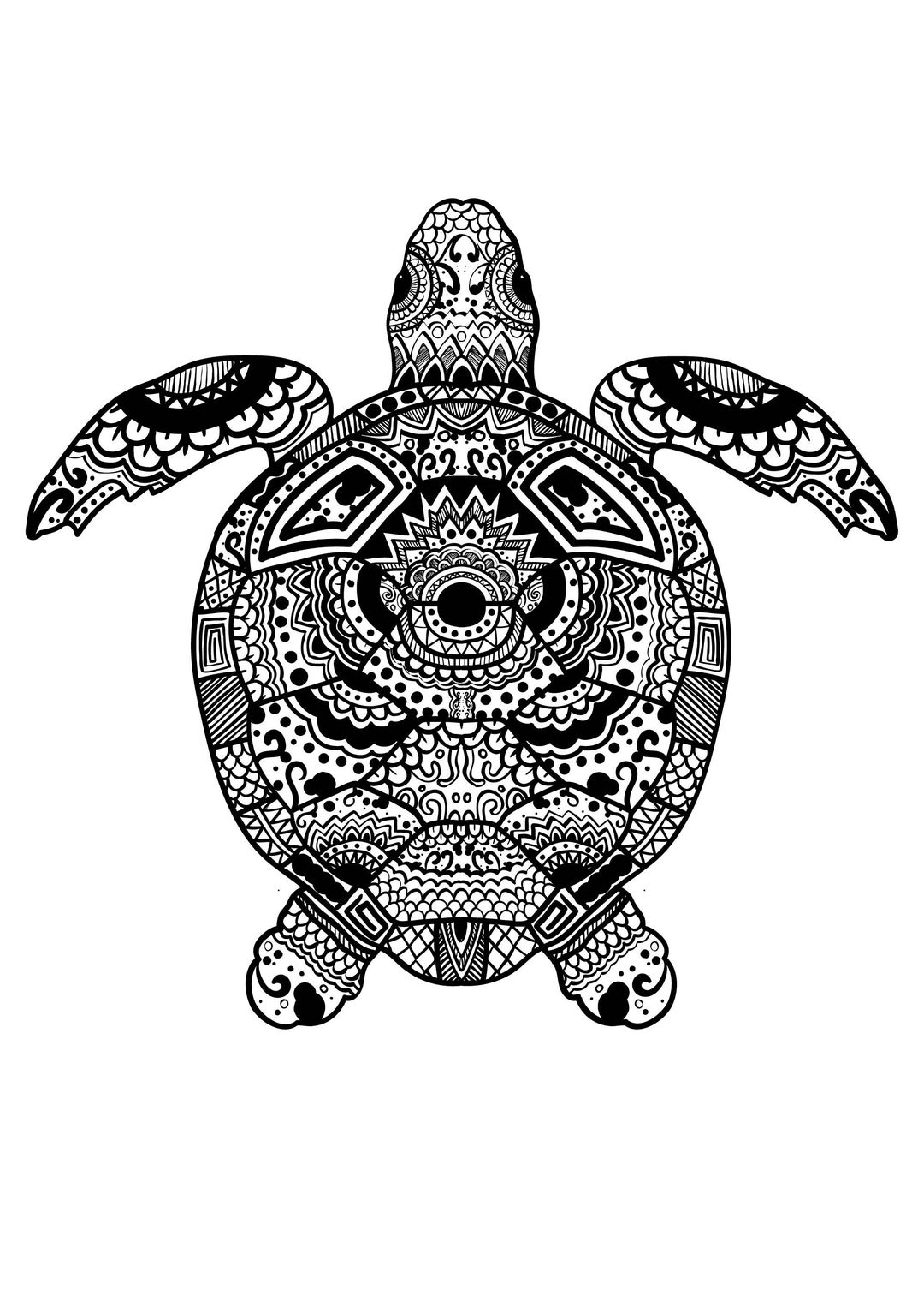 Mandala Art Coloring Page of Turtle - Etsy
