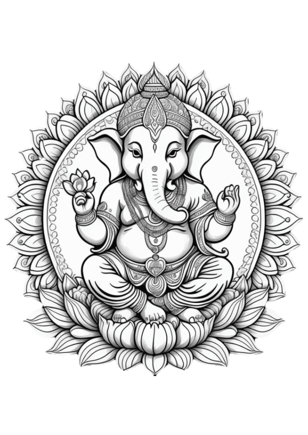 Coloring Page of Lord Ganesha - Etsy