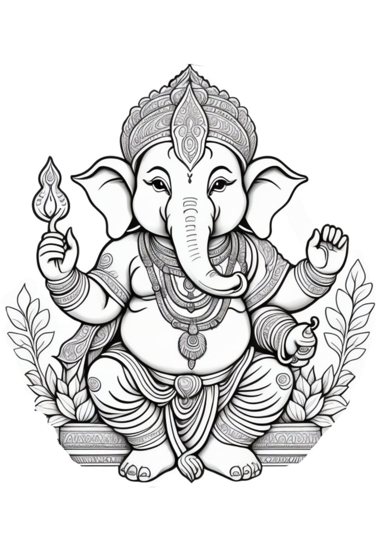 Coloring Page of Lord Ganesha - Etsy