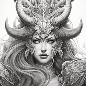 Diablo 4 Lilith Coloring Pages, for Adults Instant Download Grayscale ...
