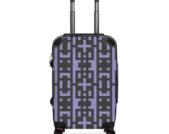 Geometrisches Gittermuster Koffer | Lavendel und schwarzes Gepäck