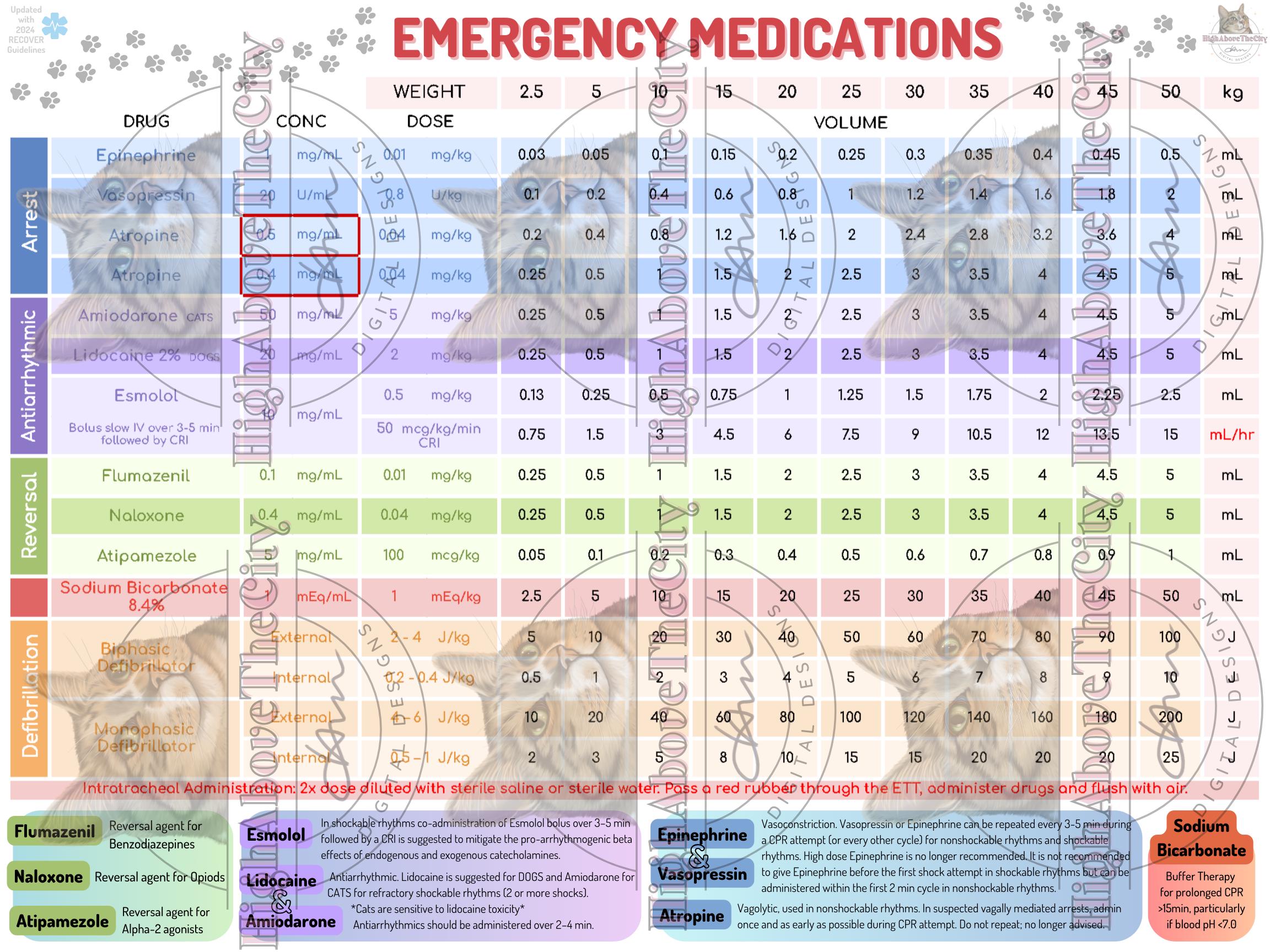 Printable Veterinary Emergency Medication and CPR Guide (updated 2024 ...
