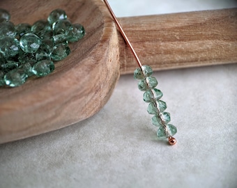 50pcs: Clear Dark Sage 4x2mm Firepolished Rondelle, Czech Glass Beads, CG-FP-DO4x2-6