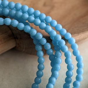 50pcs: Opaque Turquoise Blue 3mm Round Druk, Small Czech Glass Beads, CG-P-R3-4