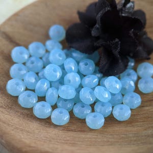 50pcs: Sky Blue Opal 4x2mm Firepolished Rondelle, Czech Glass Beads, CG-FP-DO4x2-12
