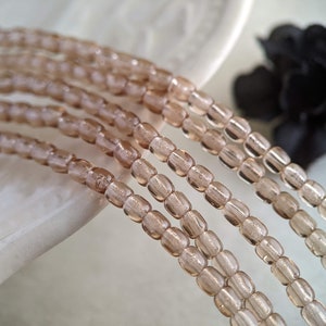 50pcs: Clear Light Tan 3mm Round Druk, Small Czech Glass Beads, CG-P-R3-29