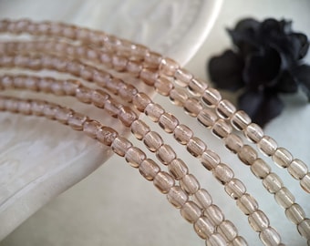 50pcs: Clear Light Tan 3mm Round Druk, Small Czech Glass Beads, CG-P-R3-29