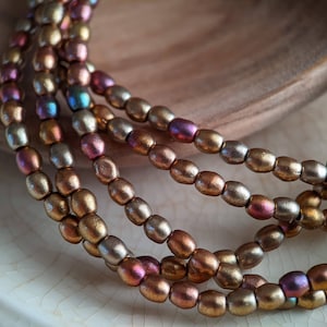 Approx 50pcs: Warm Harvest Metallic Mix 3mm Round Druk, Small Czech Glass Beads, CG-P-R3-20