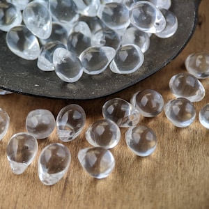 50pcs: Crystal Clear 7x5mm Top-Drilled Teardrop, Czech Glass Drop Beads, CG-P-TR7x5-9
