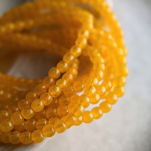 50pcs: Translucent Apricot 3mm Round Druk, Small Czech Glass Beads in Orange, CG-P-R3-10