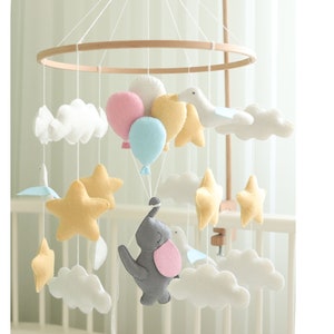 Elephant Nursery Mobile, Crib Mobile for Kids Room, Baby Mobile, Cot Mobile for Baby Shower Gift image 2