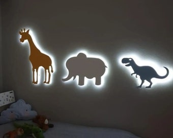 Nursery Wall Lights, Giraffe Wall Light, Elephant Night Light, Dinosaur Wall Light, Night Lights for Kids Room, Nursery Night Lights