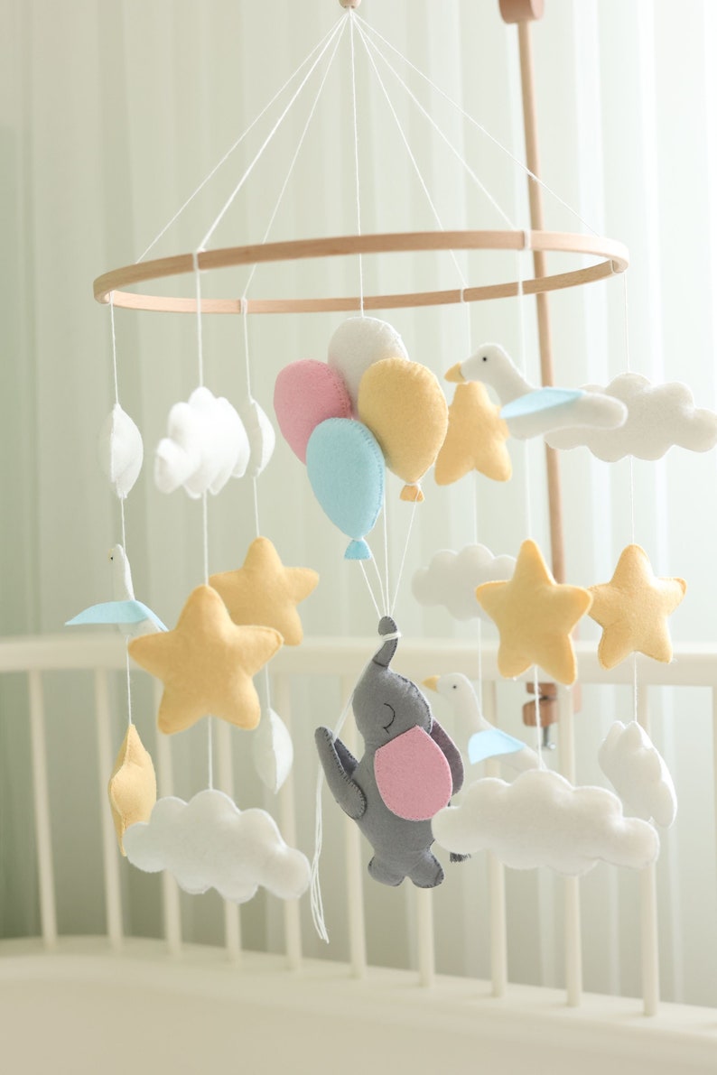 Elephant Nursery Mobile, Crib Mobile for Kids Room, Baby Mobile, Cot Mobile for Baby Shower Gift image 8