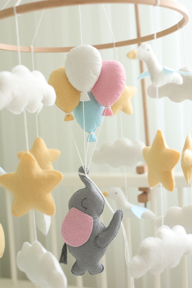 Elephant Nursery Mobile, Crib Mobile for Kids Room, Baby Mobile, Cot Mobile for Baby Shower Gift image 3