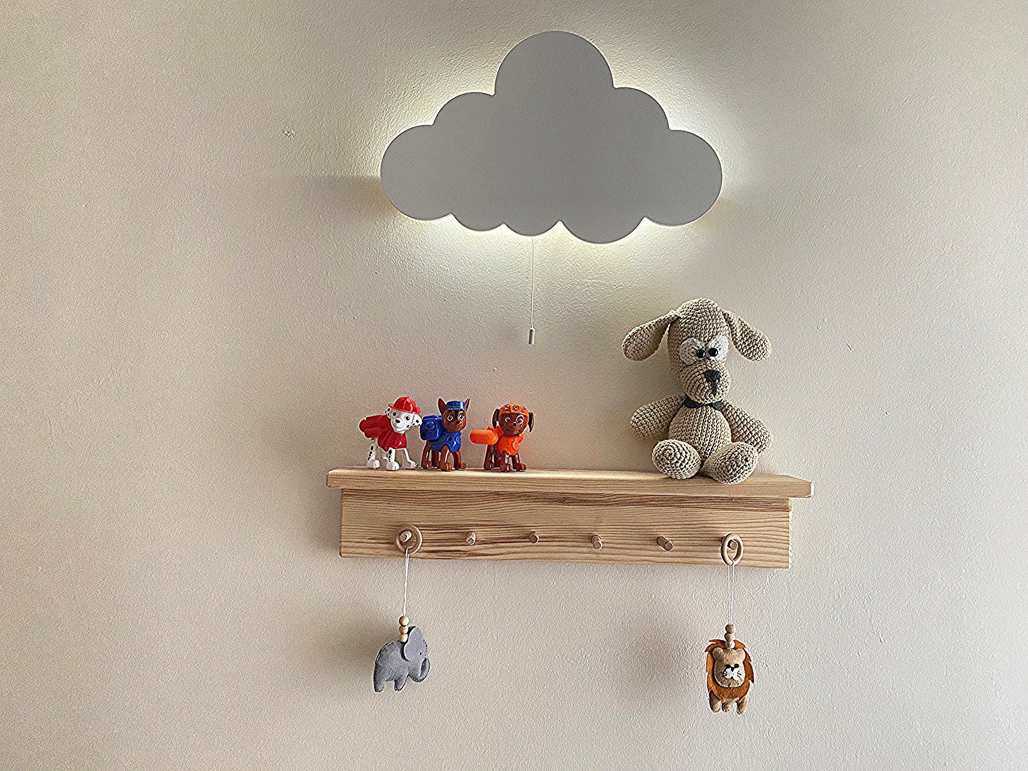 Cloud Wall Light, Personalized Wooden Wall Light, Nursery Cloud Night