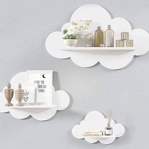Nursery Cloud Shelves, Cloud Wall Shelves for Kids Room, Decorative Nursery Bookshelf, Cloud Shelf White