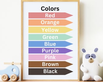 Póster para el aula con los colores del arcoíris, arte mural educativo (descarga digital)