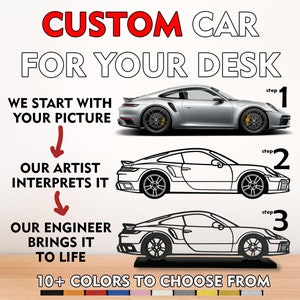 Custom Car Model Silhouette for your Desk, Office, Bookshelf, For Man Cave, Personalized Car lover gift, Gift for Dad, Gift for Brother