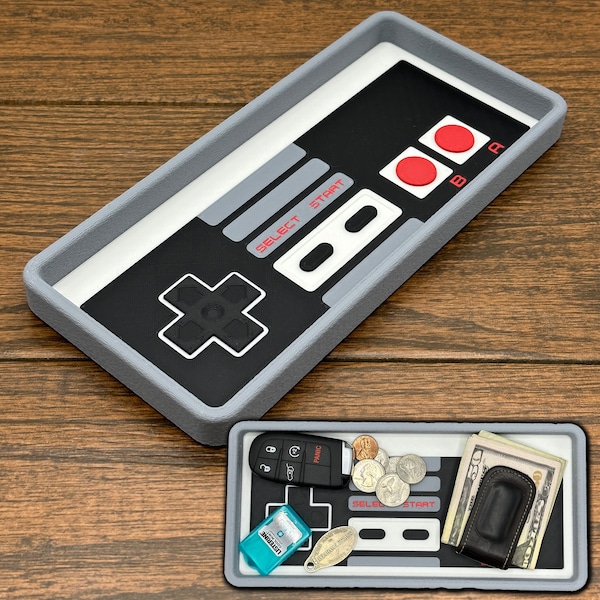 Nintendo NES Controller Change Tray Valet, NES Everyday Carry Tray, Catch-All Tray, EDC tray, Gift for Him, Gamer Gift, Retro, Dorm Decor