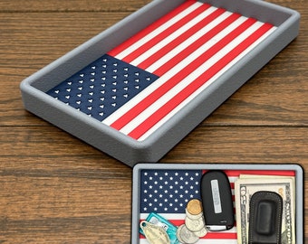 Valet Tray for Dad, Father's Day Gift, Catch All Tray, EDC Tray, USA, American Flag, USA Flag, Patriotic Dad, Key Tray, desk tray,