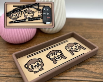 Speak No Evil, See No Evil, Hear no Evil EDC Tray, Catch All Tray, EDC organizer, EDC Dump, Desk Tray, Gift for Him, Key Tray, Valet Tray