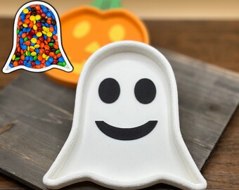 Happy Ghost Candy Dish, Fall Decoration, Halloween Ghost EDC tray, Something for Halloween Decor, Ghost Nightstand Decor, Haunted Decor Tray